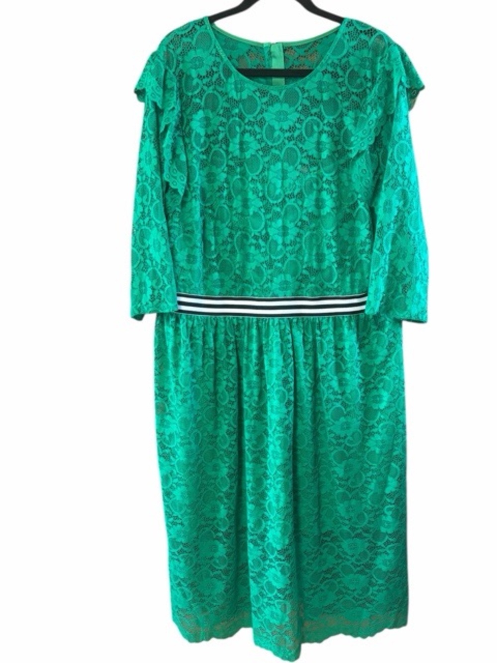 ASOS Midi Length Tea Ruffle Dress In Green - Picture 2 of 8